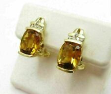 Valentine Gift 4CT Lab Created Citrine Huggie Earring's 14K Gold Plated Silver