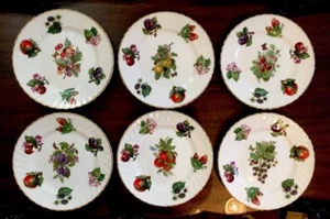 Set of Six 6 Fruit Plates Crownford, English Bone China - Picture 1 of 8