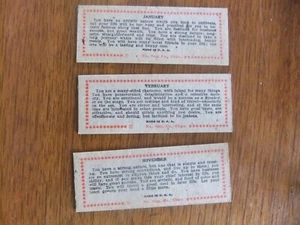 3 Vintage Arcade Game Card Horoscope January Feb. Nov. Exhibit Supply Chicago - Picture 1 of 4