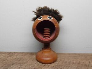 Vintage Nutcracker Man Fuzzy Hair Teak MCM Conversation Piece Sculpture