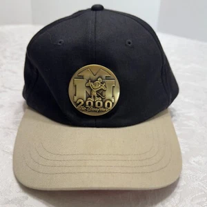 Y2K 2000s Disney Gold Plate “Mickey Mouse Walt Disney World Plaque Hat Cap Black - Picture 1 of 8