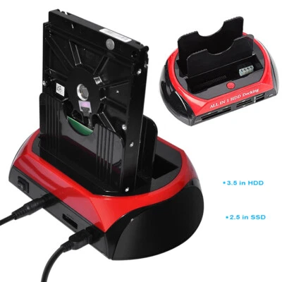 Hard Drive Docking Station HDD Hub USB 2.0 IDE SATA Copy External Card Reader - Image 1 of 4