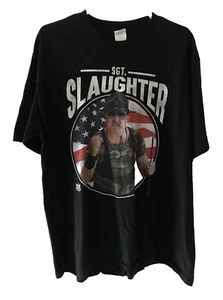 Sgt. Slaughter USA Flag Shirt Size 2XL XXL Black 2017 WWF Legends Sgt Sergeant - Picture 1 of 11