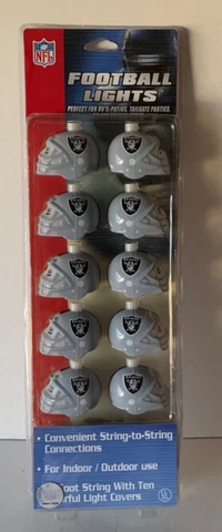 OAKLAND RAIDERS Football Lights Tailgate / String NFL 10 Helmet lights NEW! Cover