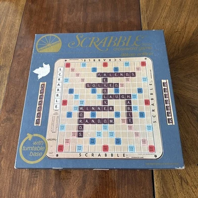 BURGANDY BASE TURNTABLE SCRABBLE crossword deluxe COMPLETE Selchow & Righter 82 - Image 1 of 4