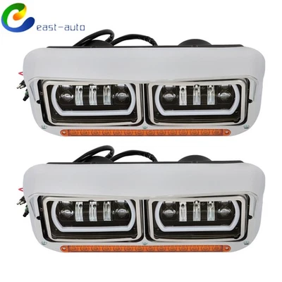 Projector Headlights Lamp For Kenworth W900 1981-2019 For Western Star LED DRL - Image 1 of 4