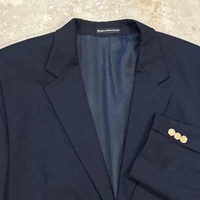 Botany 500 Blazer Mens 48L Navy Blue Gold 2 Button Wool Suit Sport Coat Jacket - Image 1 of 4