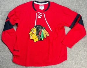 CCM NHL Chicago Blackhawks Long Sleeve Jersey Size Large - Picture 1 of 9