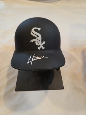 Yoan Moncada Autographed/Signed Rawlings Mini Helmet COA White Sox Display Stand - Image 1 of 4