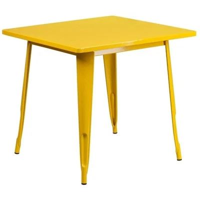 Mesa de jantar Flash Furniture 31,5" quadrada de metal amarela - Imagem 1 de 3