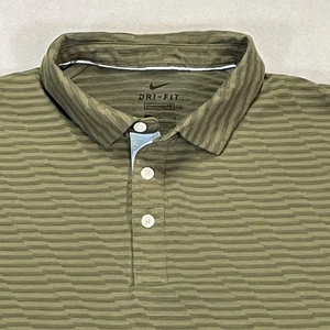 Nike Dri-Fit Polo Shirt Uomo Verde Medio Vestibilità Standard Golf Stripe CK5909-222 - Foto 1 di 13