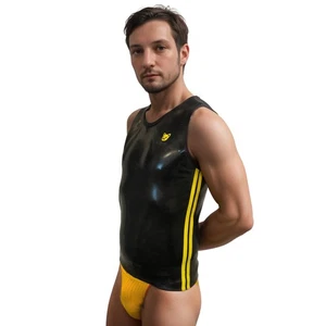Mens Rubberpigs latex black & yellow stripe T-shirt (other colours available) - Picture 1 of 2