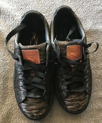 Cadarços estilo corda veludo plataformas cesta Puma cor preta e cobre - Imagem 1 de 4