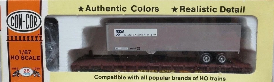 Con-Cor 0001-009184 HO Scale Western Pacific 54' TOFC Flatcar Kit - Image 1 of 1