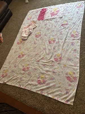 Vintage 1995 Barbie Twin Size Sheet Set Pink Roses Ballerina Heart Bibb Company - Image 1 of 4