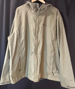 Columbia Women’s XXL Khaki Omni-Tech Waterproof Hooded Hiking Rain Jacket Coat - Picture 1 of 7