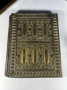 Antique Art Nouveau Hammered Repousse Relief Brass Book Cover(only) 10.75”x9” - Picture 1 of 7