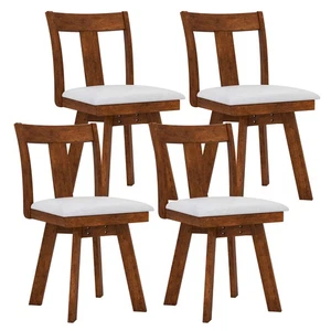 Swivel Dining Chairs Set of 4 Dining Room Chairs with Rubber Wood Frame - Picture 1 of 9