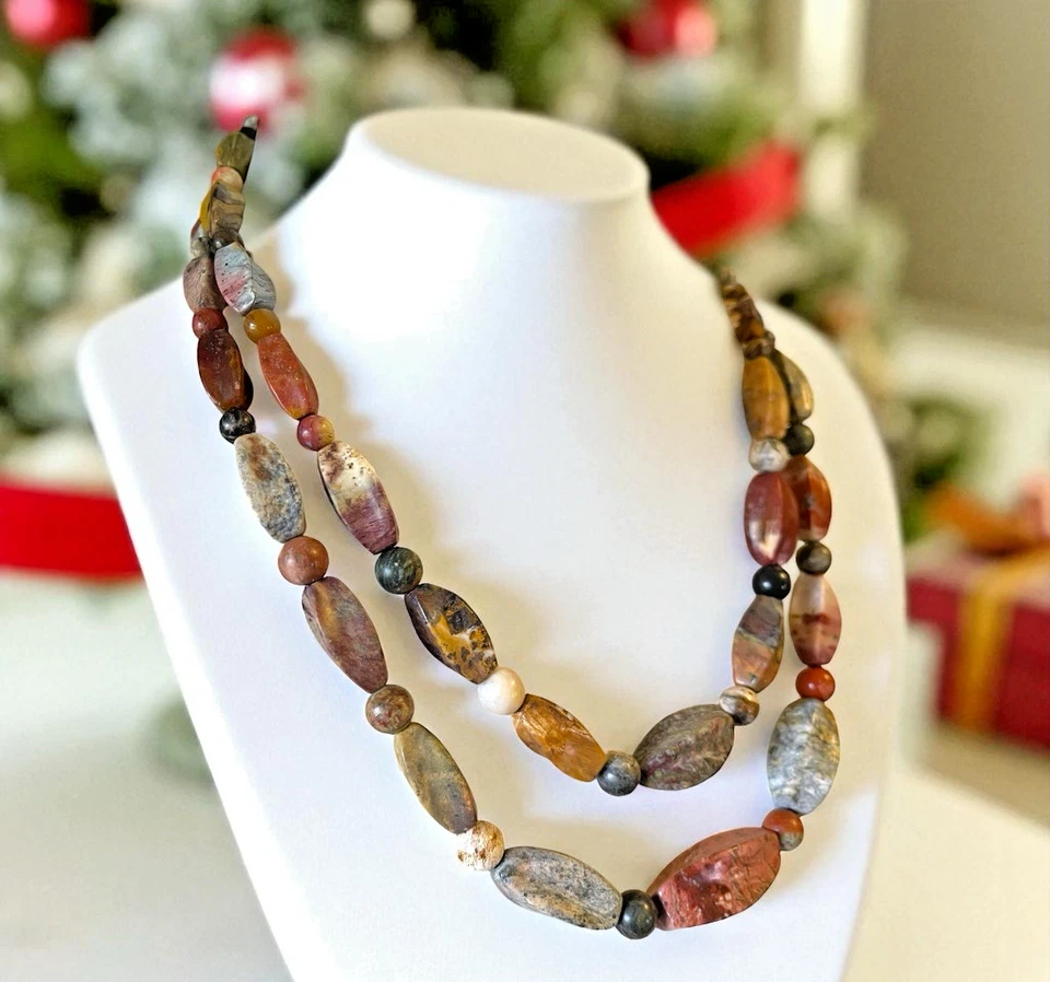 NUEVO Collar Jay King DTR 925 Esterlina Multicolor Jaspe y Ágata 2 Hilos Foto 1 de 4