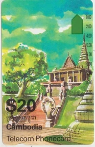 Phonecard Australia 1993 Cambodia Telecom $20 Temple steps magnetic uncommon - Bild 1 von 2