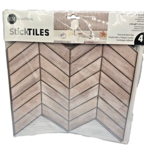 RoomMates Stick Tiles Peel and Stick Tiles Chevron Pattern 4 Per Pack 6 Packs - Picture 1 of 6