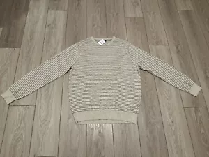 J. Crew NEU weiß grau Hafen Baumwolle Wolle Streifen Rundhalsausschnitt Größe XL adrett - Bild 1 von 7