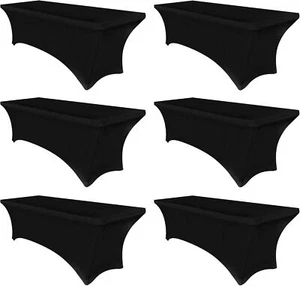6 Pack Stretch Spandex Table Covers for 6 Foot Tables - 6 FT Universal Rectangul - Picture 1 of 2