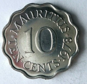 1978 MAURITIUS 10 CENTS - AU/UNC - Exotic Coin - Free Ship - Bin #LC 32 - Picture 1 of 2
