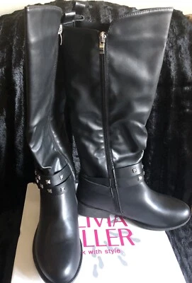 Olivia Miller Valentina High Shaft Black Studded Riding Boots 8 Medium - Image 1 of 4