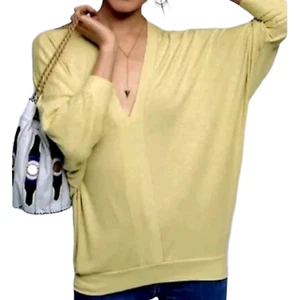 Eri + Ali Anthropologie Women Lime Green Pullover Sweater Size L Batwing Sleeve - Picture 1 of 6