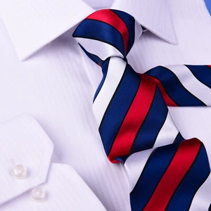 Red White Navy Blue Stripe 3" Necktie Business Elegance For Professional Formal - Picture 1 of 8