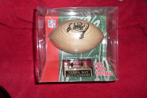 Tampa Bay Buccaneers Wood Football  Great Balls of Wood Made In USA Collectible Cover