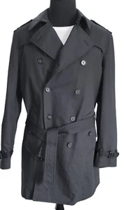 BANANA REPUBLIC Large Tall Black Water Resistant Trenchcoat Mantel Regenmantel - Bild 1 von 19