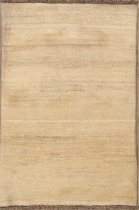 Contemporary Gabbe Modern Oriental Hand-Knotted 3'x5' Ivory Wool Rug - Picture 1 of 12