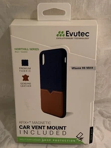 Evutec For Apple iPhone XS Max Case w Car Vent Mount - Blue Saddle NHill Series - Picture 1 of 2