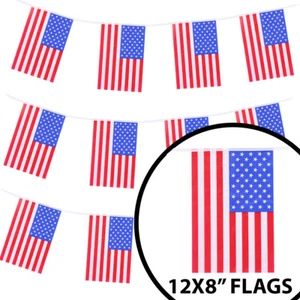 RIESIGE 100FT USA WIMPELKETTE GROSSE AMERIKANISCHE FLAGGE DEKORATION 30 METER 4. JULI VERANSTALTUNG - Bild 1 von 3