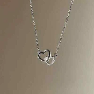 Ciondolo Cuore Bellezza Diamante Diamante Bellezza Diamante Placcato Oro Bianco 14K Tagliato Rotondo 2C - Foto 1 di 5
