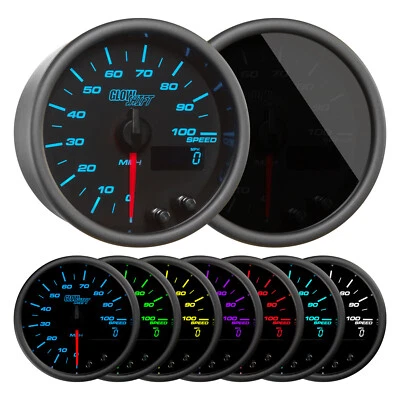 GlowShift 3-3/8" 85mm 100 MPH Speedometer In-Dash Gauge Kit Tinted 7 Color - Image 1 of 4