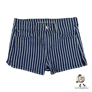 American Eagle Shorts Womens 4 Stripe Next Level Stretch 5 Pocket Blue Denim - Picture 1 of 10