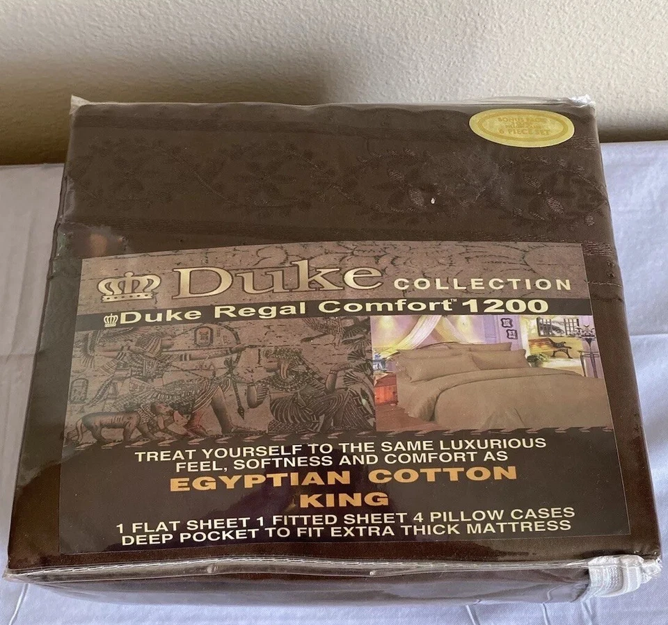 Duke Regal Comfort 1200 Thread Cotton Egyptian Cotton 6 Piece KING Sheet Set NEW - Image 1 of 3