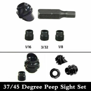 Archery 45/37 Degree Bow Peep Sight Hooked Housing 3 Inner Core Aperture Kit - Picture 1 of 18