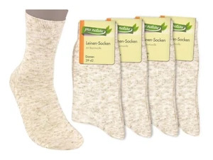 Damen-Socken LEINEN (Bund, 4 oder 8 Paar, beige melange) Baumwolle mit Leinen - Bild 1 von 6