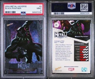 2024 Skybox Marvel Metal Universe Avengers #8 Black Panther MINT PSA 9 - Image 1 of 3