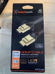 Blackweb Premium Certified 4K ULTRA HD HDMI 4' Foot Cable HDR 18 Gbps Free Ship - Picture 1 of 2