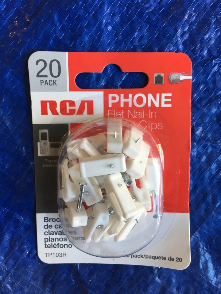 RCA TP103R Teléfono de Pared Clavo en Línea Clip Clips Paquete de 20 Profesional Aspecto Limpio Foto 1 de 2