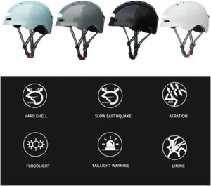 Casco Scooter Eléctrico Impermeable con Luces de Advertencia Bicicleta Luz LED Tapa Brillante - Imagen 1 de 12