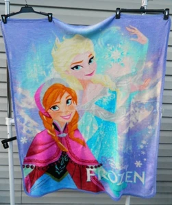 Disney Frozen Fleece Throw Blanket 50" X 36" Elsa & Anna  Multicolor - Picture 1 of 8