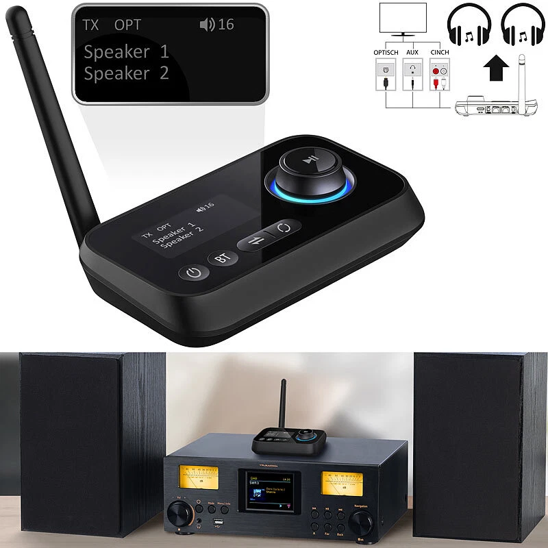 auvisio 2in1-Audio-Sender und -Empfänger mit Bluetooth 5, TOSLINK, LED-Display - Bild 1 von 4