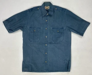VINTAGE Banana Republic Expedition Shirt Men Small Blue Short Sleeve 80s - Picture 1 of 12