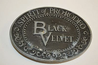 Vintage 1979 Spirit of Pro Rodeo Black Velvet Canadian Whiskey Belt Buckle Rare - Image 1 of 4